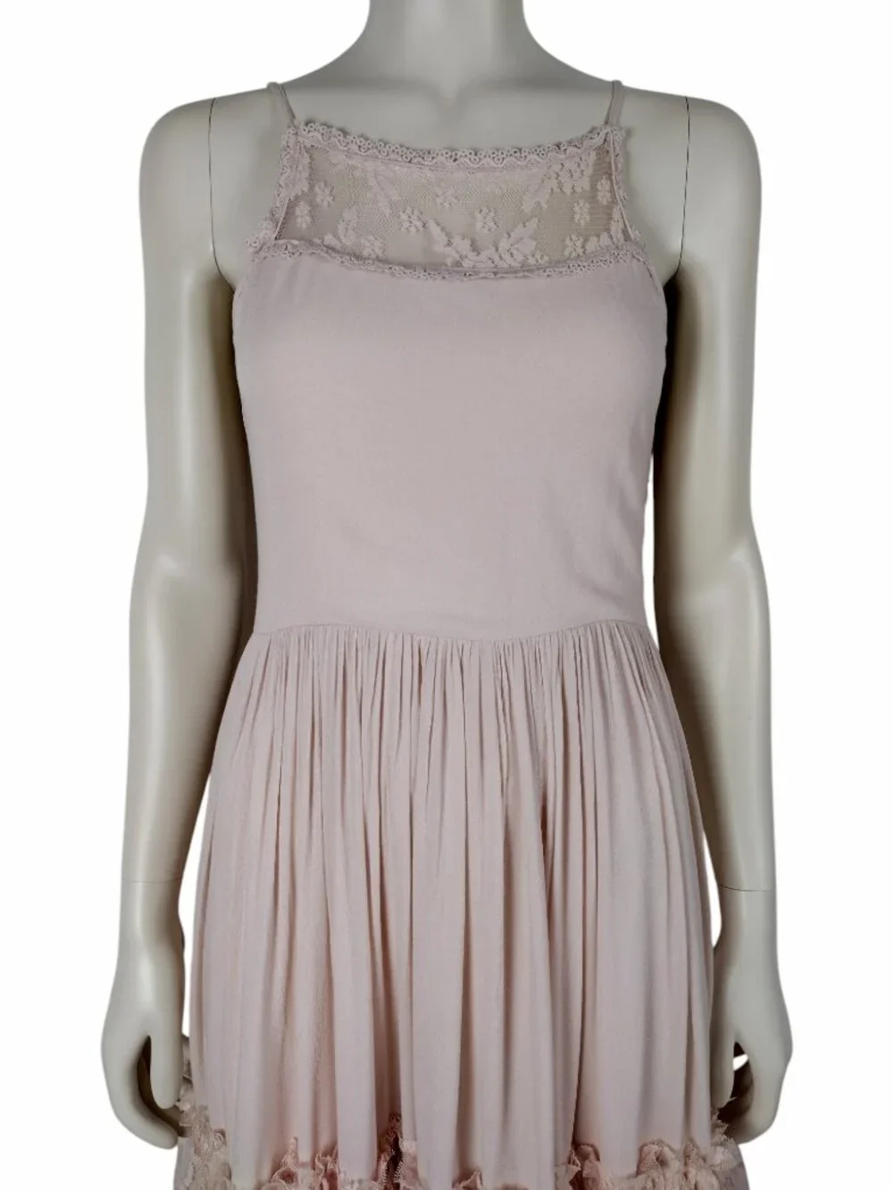Joy Folie Mia Joy Blush Pink Tiered Lace Full Skirt Boho Maxi Dress Size 14
